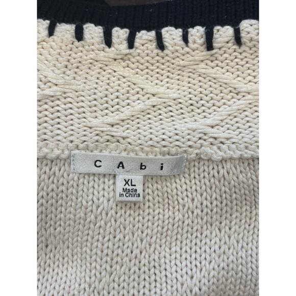 Cabi Cable Knit Open Front Cardigan Sweater XL White Preppy Academia Grandmacore - Picture 5 of 8
